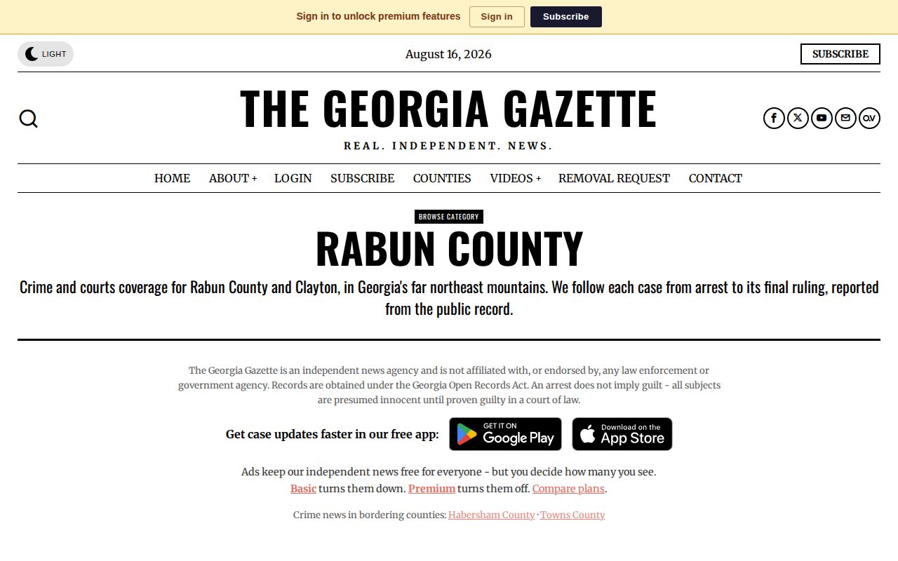 Independent Rabun County crime and court news archive